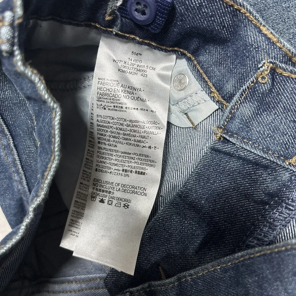 Levis 514 Straight Fit Jeans Boys Reg Red Tab Medium Wash Size: 14R 27x29 NWT